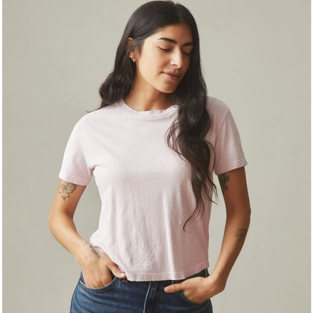 NEW American Giant Hemp Jersey Crew Tee Ballerina Pink Short Sleeve Size S